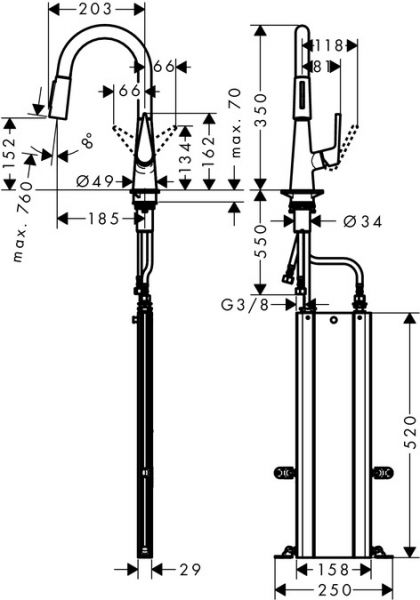 Hansgrohe Talis M51 Einhebel-Küchenmischer 160 mit Ausziehbrause und sBox, chrom