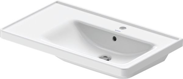 Duravit D-Neo Waschtisch rechteckig 80x48cm, mit Hahnloch und Überlauf, Becken rechts, weiß