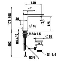 Vorschau: Laufen Cityplus Einhebelmischer mit Eco+ & Ablaufgarnitur, Ausladung 14cm, chrom