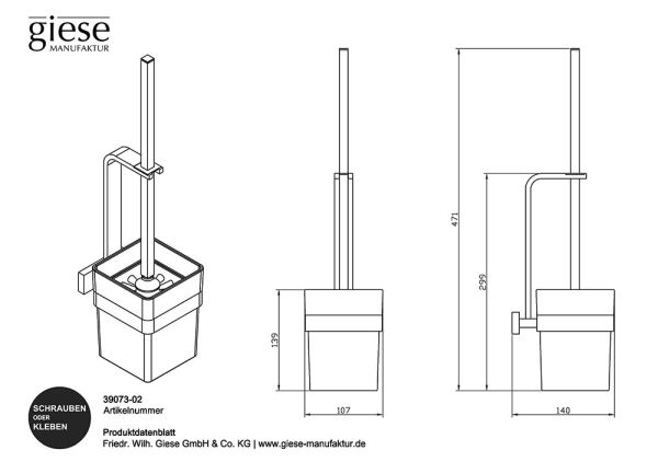 Giese Gifix Tono Toilettenbürstengarnitur, Wandmodell, chrom