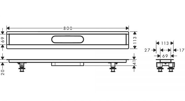 Hansgrohe RainDrain Installationsset 80cm, für Duschrinnen Fertigsets