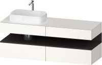 Vorschau: Duravit Qatego Unterschrank für Aufsatzbecken 160x55cm in weiß supermatt Antifingerprint, mit offenem Fach in graphit supermatt Antifingerprint, Ausschnitt links QA4777