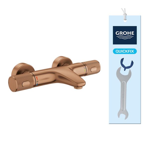 Grohe Precision Feel Thermostat-Wannenbatterie mit ProGrip Rändelstruktur, warm sunset gebürstet