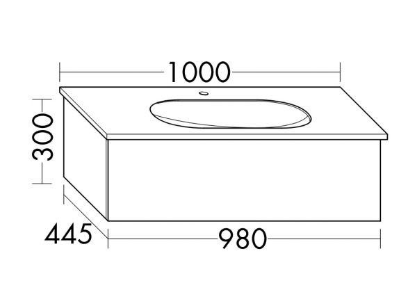 Burgbad Essence Waschtischunterschrank 98cm passend zu Grohe Essence 3956600H, 1 Auszug