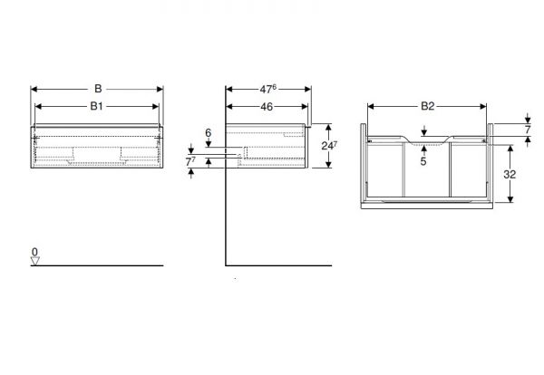 Geberit iCon Unterschrank 120cm für Waschtisch, 1 Schublade