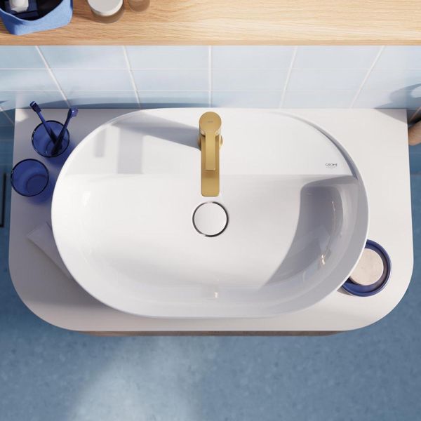 Grohe Lineare Einhand-Waschtischbatterie XS-Size Kaltstart, Ablaufgarnitur, cool sunrise gebürstet