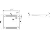 Vorschau: Laufen Platina Duschwanne 100x90cm flach, Einbauhöhe 6,5cm