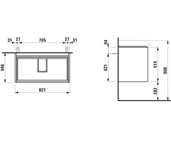 Laufen Base 2.0 Waschtischunterbau 82cm für Waschtisch Pro S H813965 & Pro X H810867
