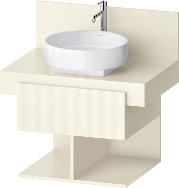 Duravit Balcoon Unterschrank 60x57x53,4cm für Aufsatzbecken, 1 Schublade, 2 offene Fächer, elfenbein matt BA50220JDID0000