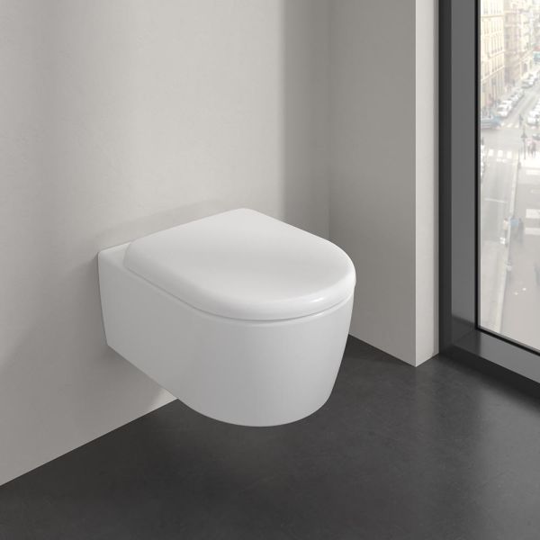 Villeroy&Boch Skyla Combi-Pack Wand-WC TwistFlush 37x53cm mit WC-Sitz, oval, stone white 5656CLRW