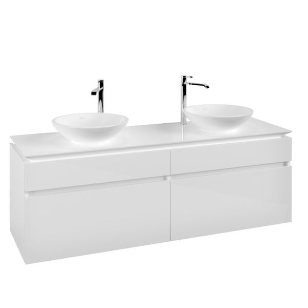 Villeroy&Boch Legato Waschtischunterschrank 160x50cm für Aufsatzwaschtisch, 2 Auszügen glossy white B60000DH