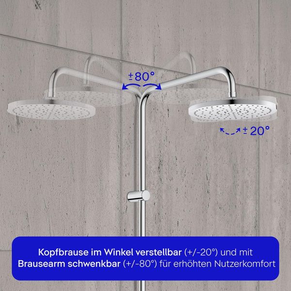 Duravit ShowerSystem Reno MinusFlow, ohne Armatur, chrom