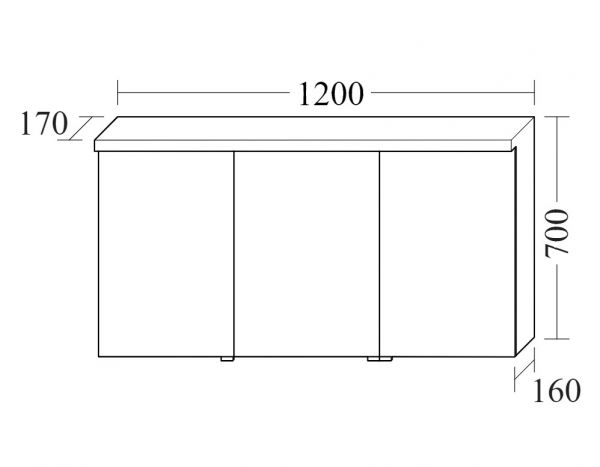 Burgbad Lin20 Spiegelschrank mit horizontaler LED-Beleuchtung und 3 Spiegeltüren, dimmbar, 120x70cm