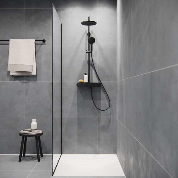 Duravit ShowerSystem Duschsystem mit Thermostat, Ablage, schwarz matt