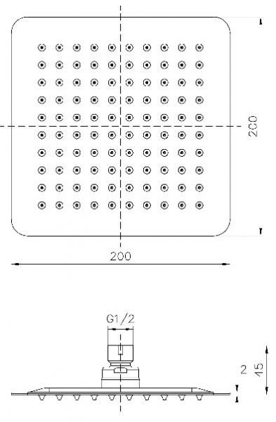 Avenarius Shower Regenbrause extra flach 200x200mm, chrom