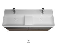 Vorschau: Burgbad Yumo Badmöbel-Set 131,5cm Doppelwaschtisch & Unterschrank & Spiegelschrank