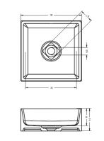 Vorschau: RIHO Solid Surface Thin Aufsatzwaschtisch eckig ohne Hahnloch 38x38cm, seidenmatt weiß