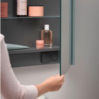 Vorschau: Duravit D-Code 2.0 Spiegelschrank 80x70cm mit LED-Beleuchtung, 2 Türen, fjordgrün matt
