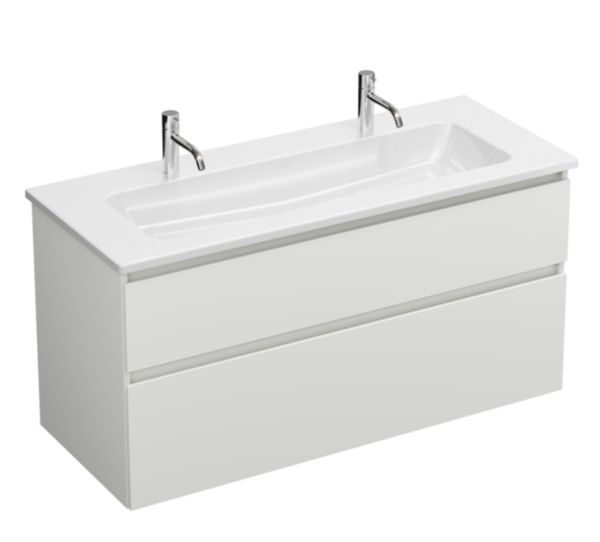 Burgbad Lin20 Keramik-Doppelwaschtisch 123x49,5cm mit Waschtischunterschrank SGHJ123