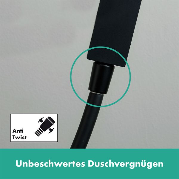 Hansgrohe Unica Brausestange E Puro 65cm mit Brausehalter und Brauseschlauch, schwarz matt