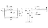 Vorschau: Villeroy&Boch Memento 2.0 Waschtisch 80x47cm, 1 Hahnloch, Technische Beschreibung