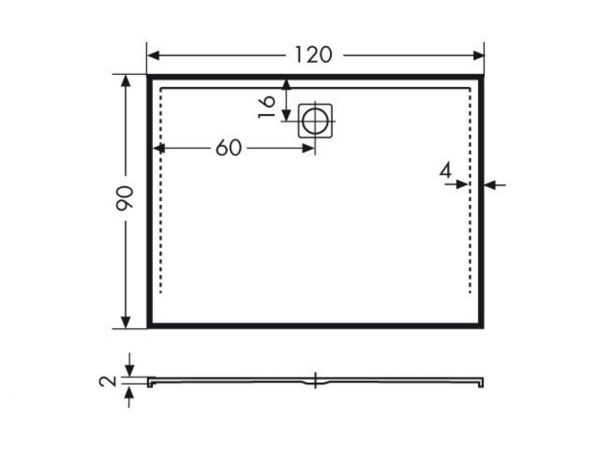 Polypex PLANO 120x90 Duschwanne 120x90x2cm