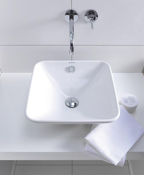 Duravit Bacino Aufsatzbecken 42x42cm quadratisch, mit Überlauf, ohne Hahnloch, weiß 0333420000