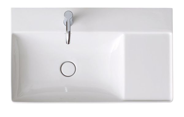 Duravit DuraSquare Waschtisch 80x47cm, ohne Überlauf, mit Hahnloch, WonderGliss, Becken links, weiß 23488000411