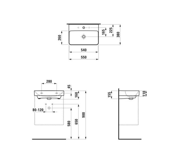 Laufen Pro X Waschtisch compact 55x38cm