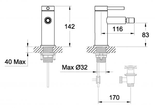 Avenarius Linie 280 Bidet-Einhebelmischbatterie, chrom