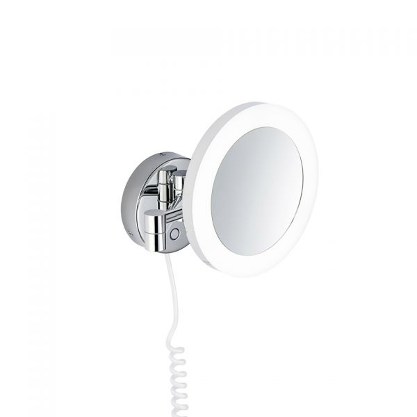Avenarius LED-Kosmetikspiegel 5-fach, mit Spiralkabel, Wandmodell, chrom