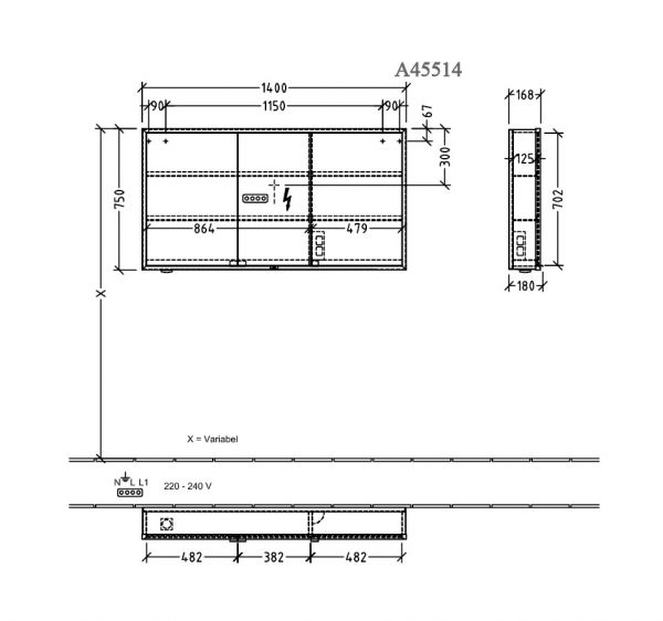 Villeroy&Boch My View Now LED-Aufputz-Spiegelschrank 140x75cm