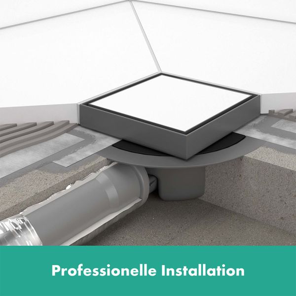 Hansgrohe RainDrain Spot Komplettset 15x15cm 35 l/min, befliesbar, edelstahl gebürstet