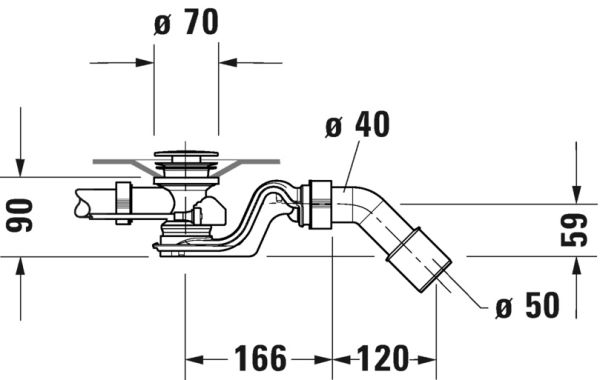 Duravit Ab- und Überlaufgarnitur quadroval #792202, für Badewannen mit zentralem Ablauf, chrom