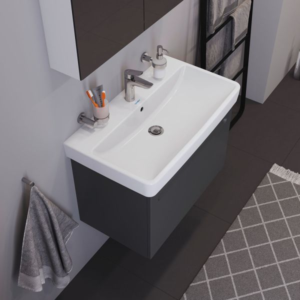 Duravit No.1 Waschtisch rechteckig 80x46cm, mit Hahnloch, mit Überlauf, weiß 23758000002