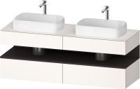 Vorschau: Duravit Qatego Unterschrank für 2 Aufsatzbecken 160x55cm in weiß supermatt , mit offenem Fach in graphit supermatt QA4779