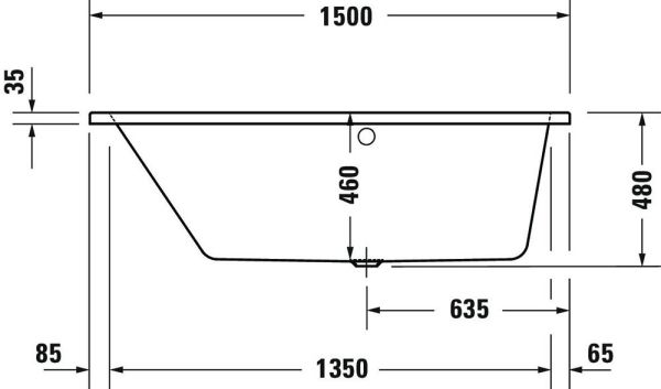 Duravit No.1 Trapez-Badewanne 150x80cm, Rückenschräge links, weiß