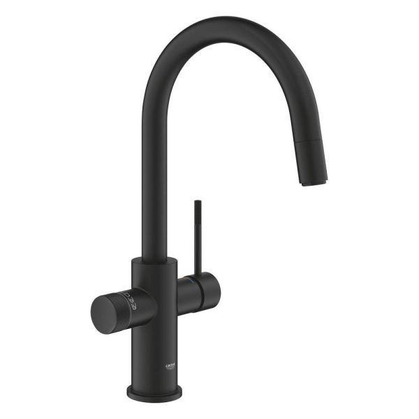 Grohe Blue 2.0 5-in-1-Armatur, C-Auslauf, ausziehbar, phantom black 104424KF01