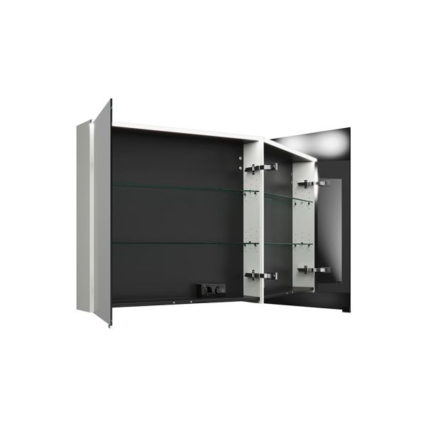 Burgbad Eqio Spiegelschrank mit horizontaler LED-Beleuchtung und 2 Spiegeltüren, 90x80cm