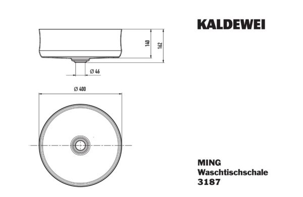 Kaldewei Ming 3187 Waschtisch-Schale rund Ø40cm, Höhe 16,2cm, mit Perl-Effekt