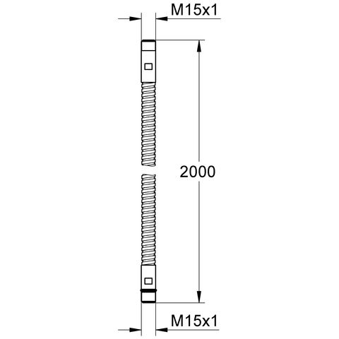 Grohe Brauseschlauch M15xM15 für 3-Loch Wannenkombinationen, chrom