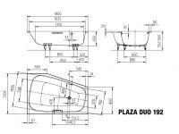 Vorschau: Kaldewei PLAZA DUO links Eck-Badewanne 180x120/80x43cm, Modell 192