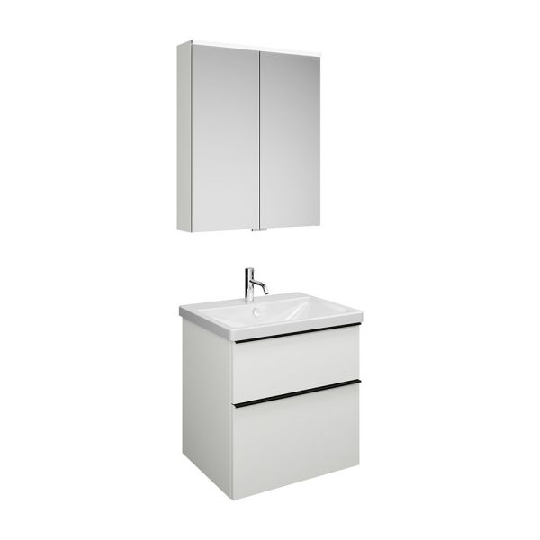 Burgbad Eqio Badmöbel-Set 65cm, Spiegelschrank, Keramik-Waschtisch & Unterschrank