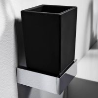 Steinberg Serie 460 Glashalter mit Glas aus Messing, satiniert schwarz, chrom