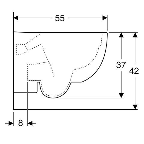 Geberit Renova Comfort Wand-WC Tiefspüler, erhöht, geschlossene Form, Rimfree