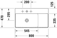 Vorschau: Duravit DuraSquare Waschtisch 80x47cm, ohne Überlauf, mit Hahnloch, WonderGliss, Becken links, weiß 23488000411