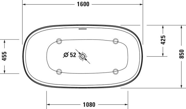 Duravit Zencha freistehende Badewanne oval 160x85cm, weiß
