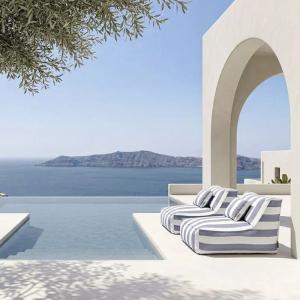 blomus STAY Lounger Chair 95x75cm, blau/weiß gestreift