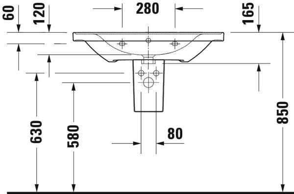 Duravit D-Neo Waschtisch rechteckig 80x48cm, mit Überlauf, mit Wondergliss, weiß 23678000001