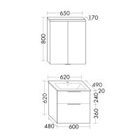 Vorschau: Burgbad Eqio Slim Badmöbel-Set 65cm, LED-Spiegelschrank, Waschtisch, Unterschrank SHCP062 